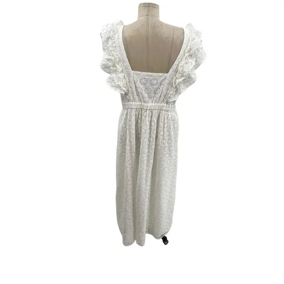 J. Crew Ruffle-Sleeve Maxi Dress in Eyelet in White Size 14 - Picture 8 of 15